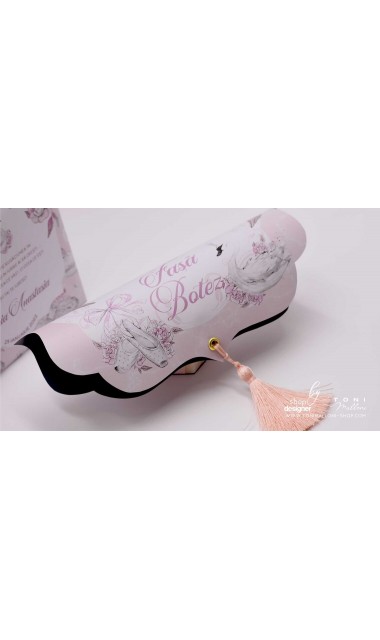 Trusou de botez cu lebede si motive florale personalizat pentru fete, Lebada alba 30